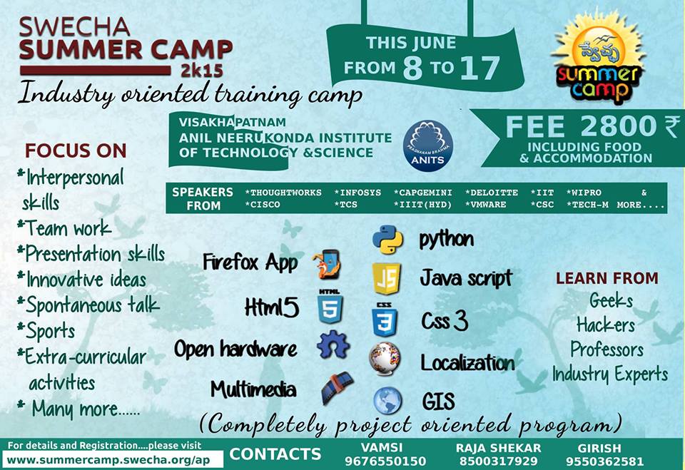 swecha summercamp at visakhapatnam swecha summercamp at visakhapatnam
